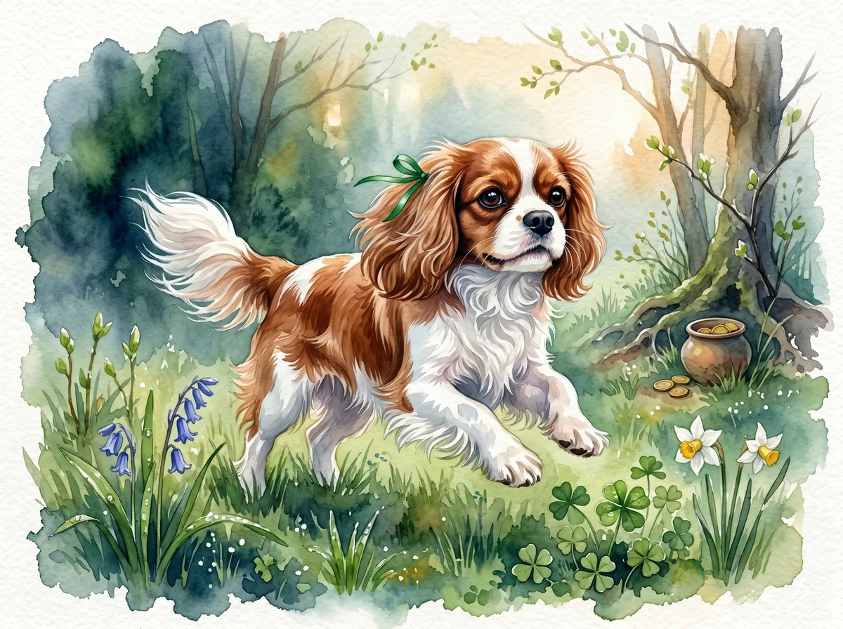 Cavalier King Charles Spaniel watercolor calendar month 3